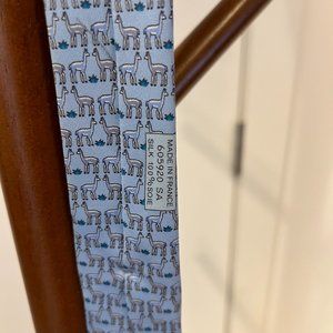 Hermes Blue Llama Tie 605920 SA 100% Silk